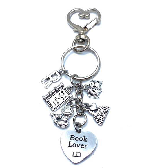 Book Lover Keychain Bag Charm Book Club Avid Read May Be Personalized - Picture 5 of 8
